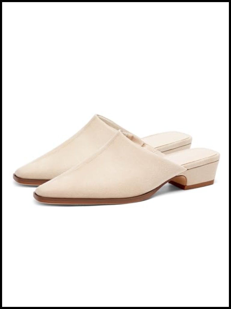 Womens Square Toe Mules Slip On Chunky Low Heel Clogs Backless Business Casual